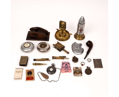 Trench Art - smoking interest, including ash trays, pipe, cigarette lighters etc. (22 items)