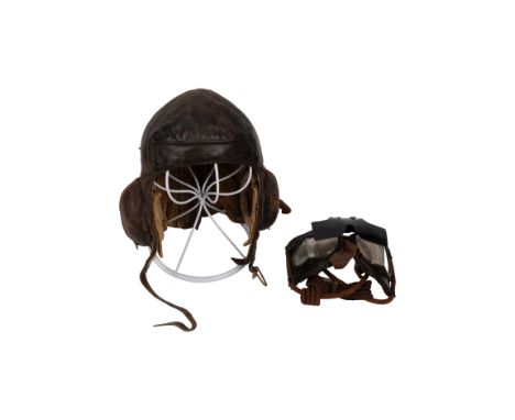RAF B type Flying Helmet, with WWII MK4b Flying Goggles