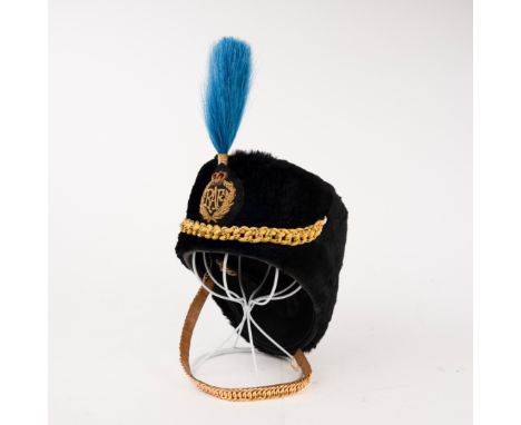 Royal Airforce Bandsman Busby Size 7¼ Tower Headdress Ltd, 1978 Named “T. Coleman” - Metal chin strap present but detached fr
