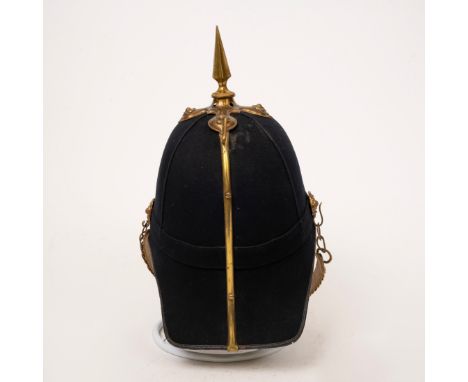 Victorian Officer's Blue Cloth Helmet, Lincolnshire Regiment with paper label to sweat ban “ Hewitt G. 18.12.58”