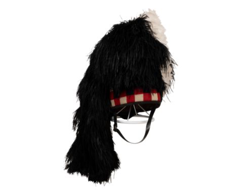 Scottish Feather Bonnet , The Highland Light Infantry complete with Liner and chin strap, named to Sweat Band “PPR (Piper) Wi