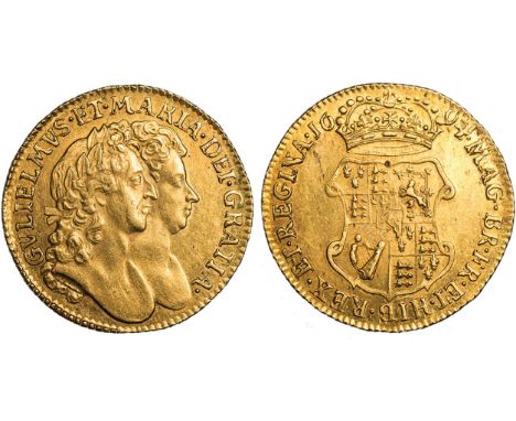 BRITISH COINS, William and Mary, guinea, 1694/3, conjoined laur. busts r., rev. crowned shield of arms (S.3426), lightly rubb