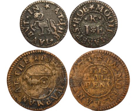 SEVENTEENTH CENTURY TOKENS, London, Moor Lane (3): P.C., farthing, 1653, At The 3 Flower De Lvc (W.1971); John Chapman, halfp