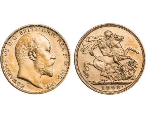 G A SELECTION OF SOVEREIGNS, Edward VII, matt proof sovereign, 1902, bare head r., rev. St. George and the dragon (S.3969), F