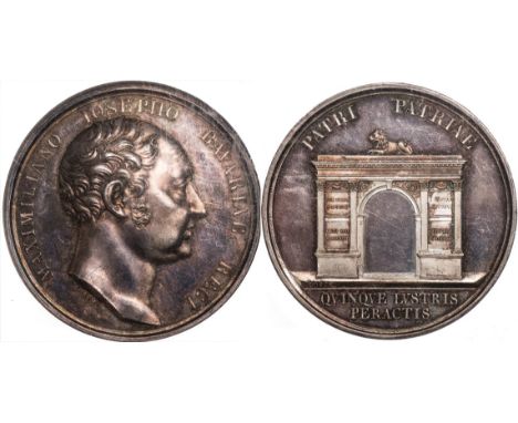 † COMMEMORATIVE MEDALS, FOREIGN MEDALS, Germany, Bavaria, Maximilian Joseph, 25th Anniversary of Reign, undated (1824), silve