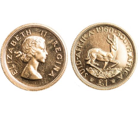 G FOREIGN COINS, South Africa, Elizabeth II, proof pound, 1960, laur. head r., rev. springbok r. (KM.54), light scuffs in fie