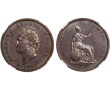 BRITISH COINS, George IV, proof penny, 1826, laur. head l., rev. Britannia std. r., with shield and trident (S.3823), in plas