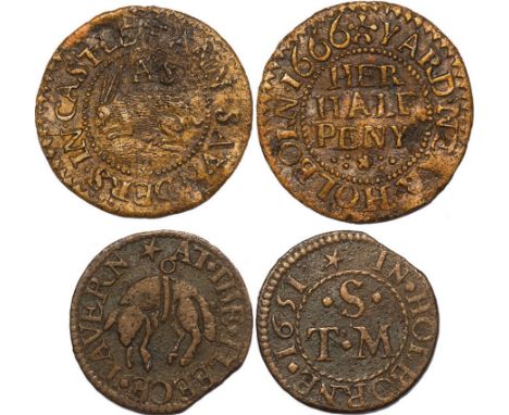 SEVENTEENTH CENTURY TOKENS, London, Holborn (12): I.K., farthing, At The Raven (W.1428); Edmond Manforth Junior, halfpenny, N