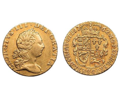 BRITISH COINS, George III, quarter guinea, 1762, laur. head r., rev. crowned shield of arms (S.3741), nearly very fine
