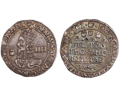 BRITISH COINS, Charles I, groat, Bridgnorth-on-Severn mint, mm. plumelet, 1646, crowned bust l., plumelet before face, rev. s