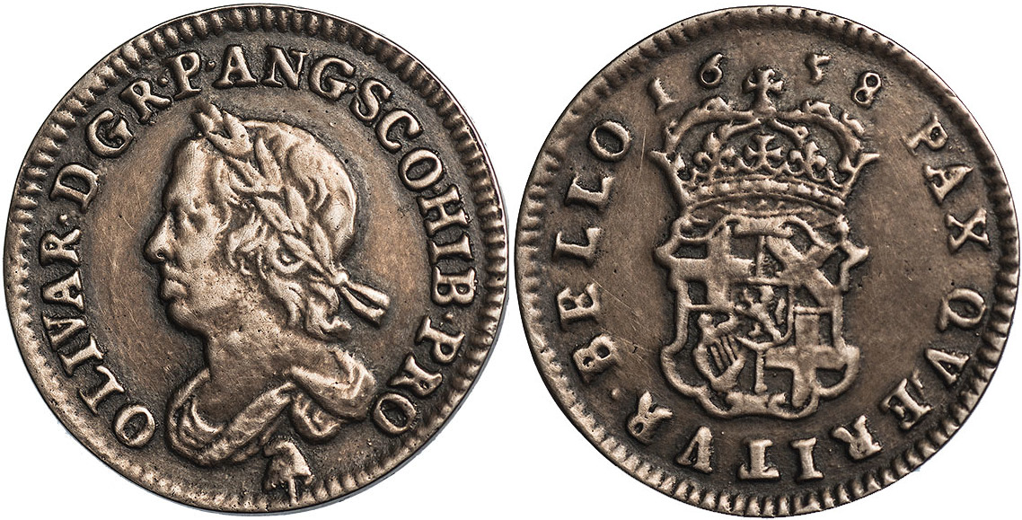 BRITISH COINS, Oliver Cromwell, sixpence, 1658, Dutch, or Tanner’s