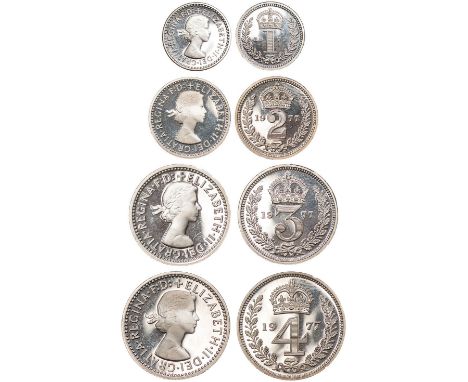 BRITISH COINS, Elizabeth II, Maundy set, 1977, laur. head r., rev. crowned mark of value within wreath (S.4211; ESC.2594), in