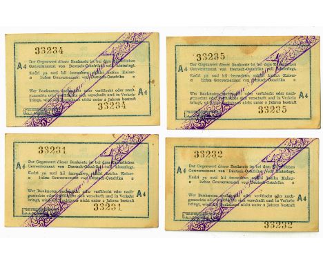 GERMAN EAST AFRICAN BANKNOTES, INTERIMS, Deutsch-Ostafrikanische Bank, one rupie, 1 February 1916, Serie A4 (16): nos. 33230-