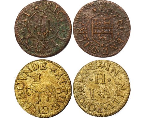 SEVENTEENTH CENTURY TOKENS, London, Maypole Alley, George Meddens, farthing, 1663, Cook (W.1885), broken in two; Mercers’ Str