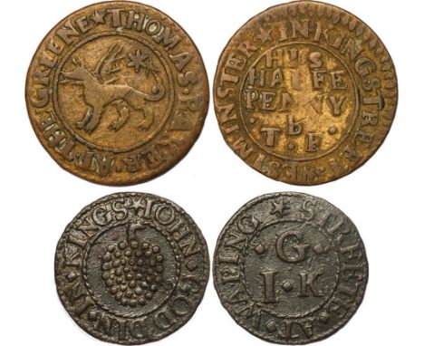 SEVENTEENTH CENTURY TOKENS, London, King Street, Covent Garden, N.N., halfpenny, The White Beare (W.1580); King Street, Wappi