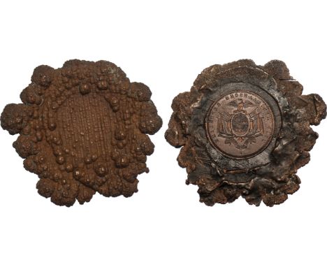 FOREIGN COINS, South Africa, ZAR, Burgers pond (1874), copper test splash for the reverse hub die (unlisted), made at the Hea