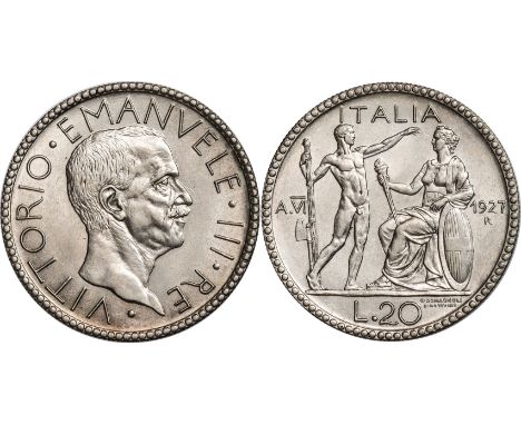  † FOREIGN COINS, Italy, Kingdom, Victor Emanuel III, 20 lire, 1927R, year VI, bare head r., rev. lictor standing r., holding