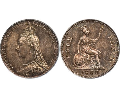 BRITISH COINS, Victoria, groat, 1888, ‘Jubilee’ bust l., rev. Britannia std. r., with shield and trident (S.3930; ESC.1956), 