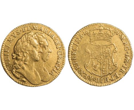 BRITISH COINS, William and Mary, half guinea, 1691, elephant and castle, second conjoined busts r., elephant and castle below
