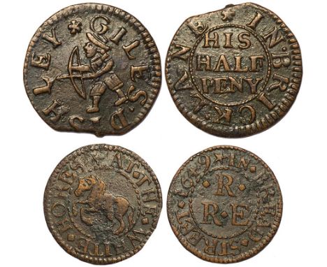 SEVENTEENTH CENTURY TOKENS, London, Bow Street (3): E.O., farthing, At The Blew Lion (W.391); H.S., farthing, 1653, The Cros 