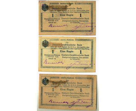GERMAN EAST AFRICAN BANKNOTES, INTERIMS, Deutsch-Ostafrikanische Bank, one rupie, 1 February 1916, Serie A4 (17), Berendt-Frü