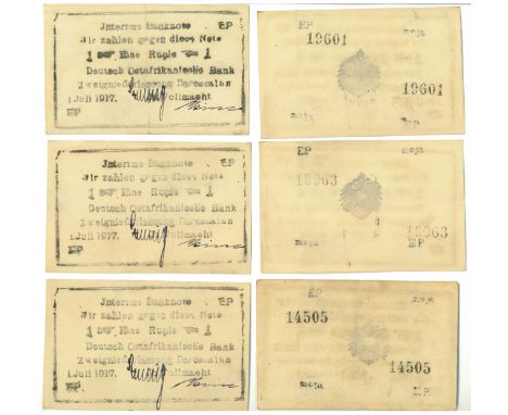 GERMAN EAST AFRICAN BANKNOTES, BUSH NOTES, Deutsch-Ostafrikanische Bank, one rupie, 1 July 1917, Serie EP (16): nos. 14505; 1