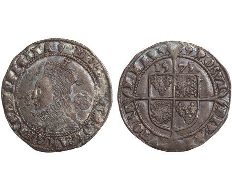 BRITISH COINS, Elizabeth I, third and fourth issues, sixpence, mm. acorn (1573-4), small flan, crowned bust l. with rose behi