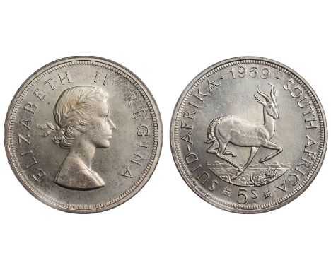 FOREIGN COINS, South Africa, Elizabeth II, crown, 1959, laur. head r., rev. springbok (KM.52), in plastic holder, graded by P