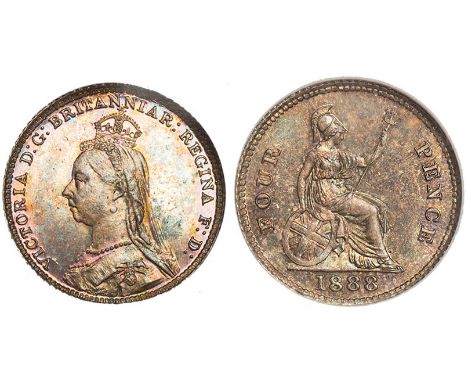 BRITISH COINS, Victoria, groat, 1888, ‘Jubilee’ bust l., rev. Britannia std. r., with shield and trident (S.3930; ESC.1956), 