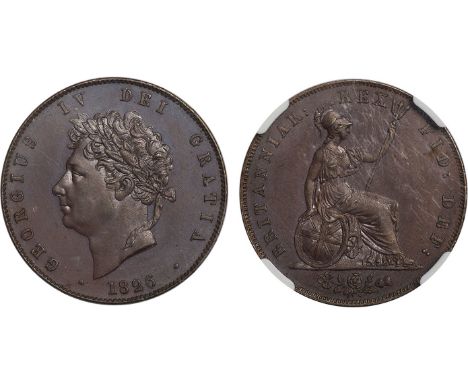 BRITISH COINS, George IV, proof halfpenny, 1826, laur. head l., rev. Britannia std. r., with shield and trident (S.3824), in 