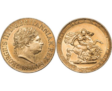 G A SELECTION OF SOVEREIGNS, George III, sovereign, 1820, closed 2, laur. head r., rev. St. George and the dragon (S.3785C), 