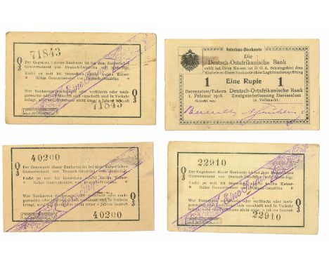 GERMAN EAST AFRICAN BANKNOTES, INTERIMS, Deutsch-Ostafrikanische Bank, one rupie, 1 February 1916, Serie Q3, type 4 (22); on 