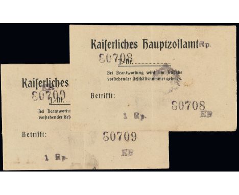GERMAN EAST AFRICAN BANKNOTES, LETTERHEAD NOTES, Deutsch-Ostafrikanische Bank, one rupie, 1 July 1917, Serie ER (2): nos. 807