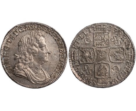 BRITISH COINS, George I, shilling, 1723 SSC, laur. bust r., rev. crowned cruciform shields, SSC in angles (S.3647; ESC.1176),