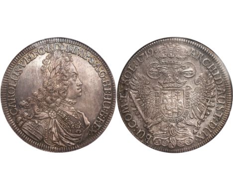  † FOREIGN COINS, Austria, Karl VI, thaler, 1719, Hall, laur. and dr. bust r., rev. arms on breast of crowned double-headed e