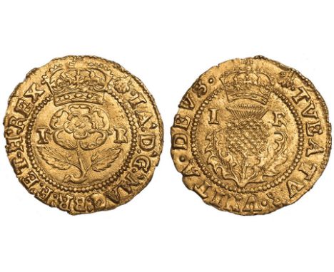BRITISH COINS, James I, second coinage, thistle crown, mm. escallop (1606-7), crowned rose between I-R, rev. crowned thistle 