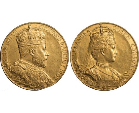 COMMEMORATIVE MEDALS, BRITISH MEDALS, Edward VII, gold medallion for the Coronation, 1902, by de Saulles, crowned bust of kin