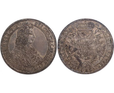  † FOREIGN COINS, Austria, Olmütz, Karl III Josef, thaler, 1705, bust r., rev. crown above shield of arms on 8-pointed cross,