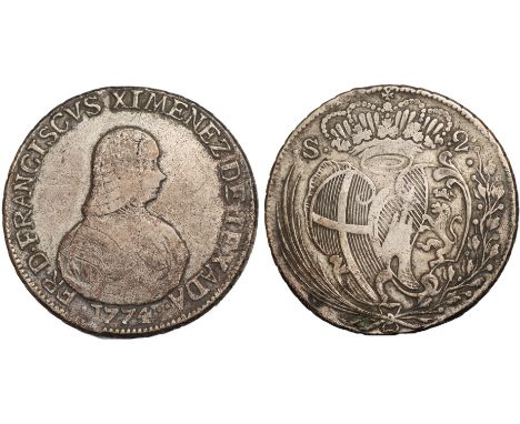 FOREIGN COINS, Malta, Fra Francisco Ximenez de Texada, 2 scudi, 1774, armoured bust r., rev. crowned shields of arms (KM.287;