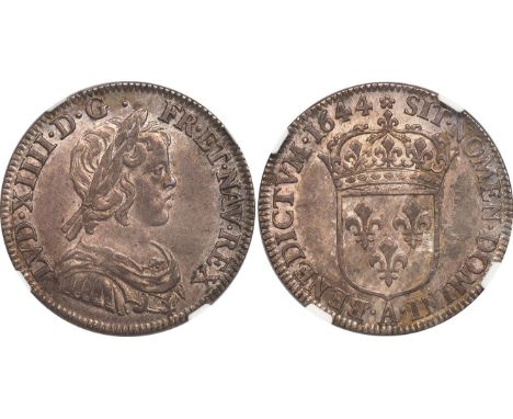  † FOREIGN COINS, France, Louis XIII, ¼ écu, 1644A, rose, laur. and draped bust r., rev. crowned shield of arms (KM.161.1), i