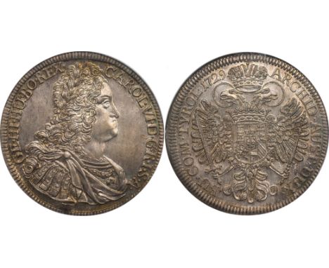  † FOREIGN COINS, Austria, Karl VI, thaler, 1729, Hall, laur. and dr. bust r., rev. arms on breast of crowned double-headed e