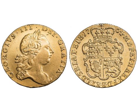 BRITISH COINS, George III, guinea, 1764, no stop over head, second laur. head r., rev. crowned shield of arms (S.3726), gilt 