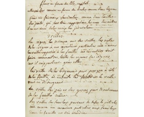 French botany manuscript. A student's manuscript notebook of chemistry and botany, circa 1780/90, beginning with notes on che