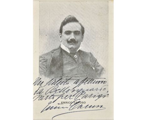 Caruso (Enrico, 1873-1921). Photograph postcard signed, 'Enrico Caruso', postmarked Florence &amp; Frankfurt, 7 June 1908, bl