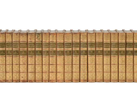 The Annual Register, or A View of the History, Politicks, and Literature..., 144 volumes plus Index, a run, 1758-1902, marble