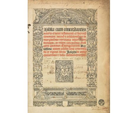 Bible [Latin]. Biblia cum concordantiis veteris et novi testamenti et sacrorum canonum: necnon &amp; additionibus in marginib