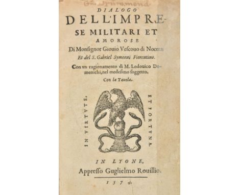 Giovio (Paulo, Bishop of Nocera). Dell'imprese Militari et Amorose di Monsignor Giovio Vescuvo di Nocera et del S. Gabriel Sy