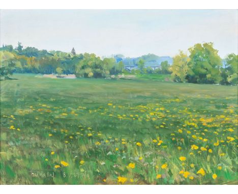 Friedel Anderson (Oberhausen 1954). Fuldatal. Öl/Karton. 28,5 x 39 cm. L. u. monogr. und dat. FA 8.V.89 sowie betitelt.   - N