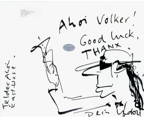 Udo Lindenberg (Gronau/Westfalen 1946). Ahoi Volker!. Filzstiftzeichnung. 47,5 x 59 cm. R. u. sign. Udo Lindenberg, vom Künst