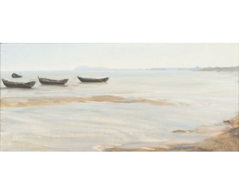 Friedel Anderson (Oberhausen 1954). Lobbe. 1990. Öl/Karton. 24 x 50 cm. R. u. monogr. und dat. FA 11.V.90, l. u. bet.   - Nor